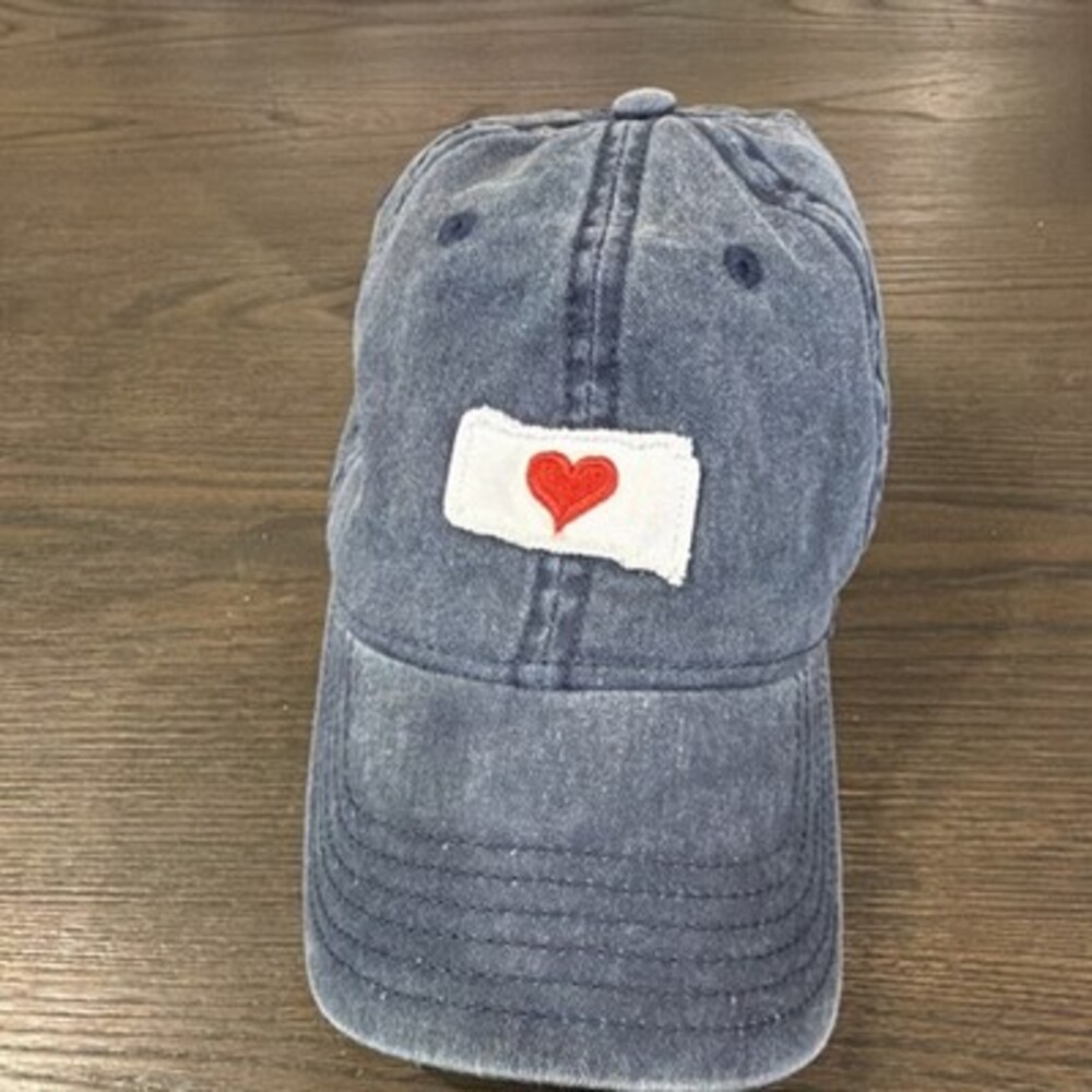 Tonic Denim Blue Heart Embroidered Adjustable Baseball Cap for Women 100% Cotton